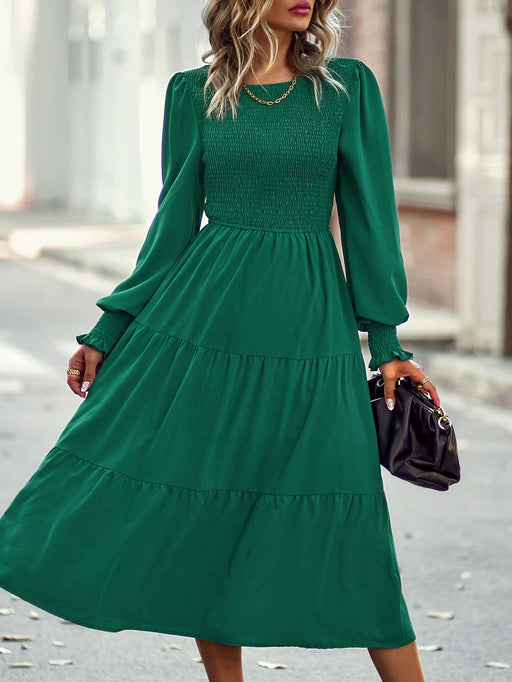 Robe Verte Décontractée Pour Femme Évasée