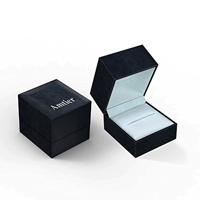 Amtier Edelstahlringe für Paare Eheringe Ring für Männer Frauen 5 mm mit Geschenkbox 