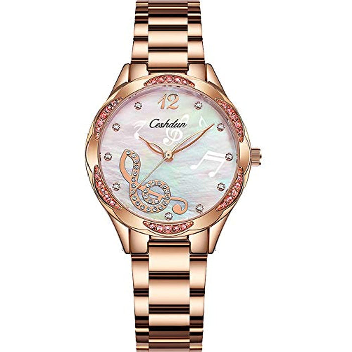 Montre Femme Note Musicale Quartz Analogique Acier