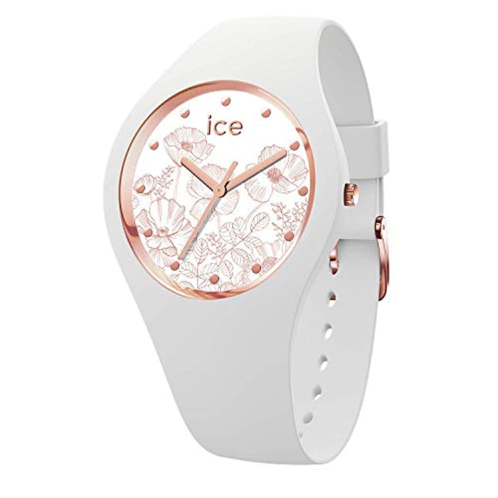 Ice Flower Spring White - Montre Blanche pour Femme avec Bracelet en Silicone