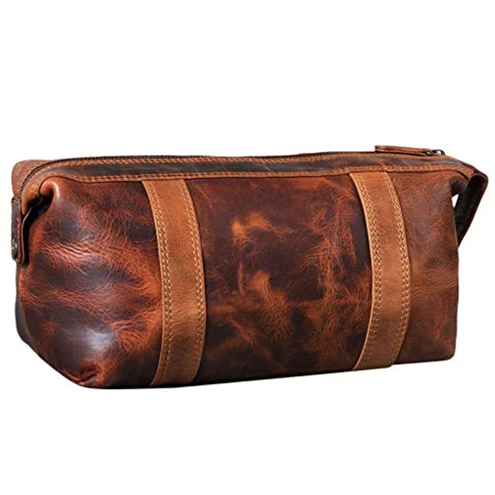 Trousse de Toilette Homme Cuir Vintage Véritable