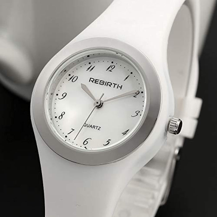 Montre Analogique à Quartz Femme Pas Cher Avec Bracelet en silicone Cadran blanc