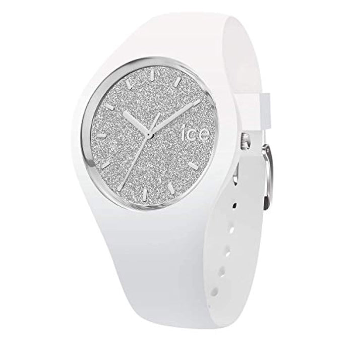 Ice Glitter Montre Blanche pour Femme avec Bracelet en Silicone