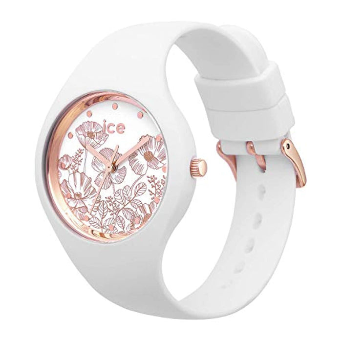 Ice Flower Spring White - Montre Blanche pour Femme avec Bracelet en Silicone