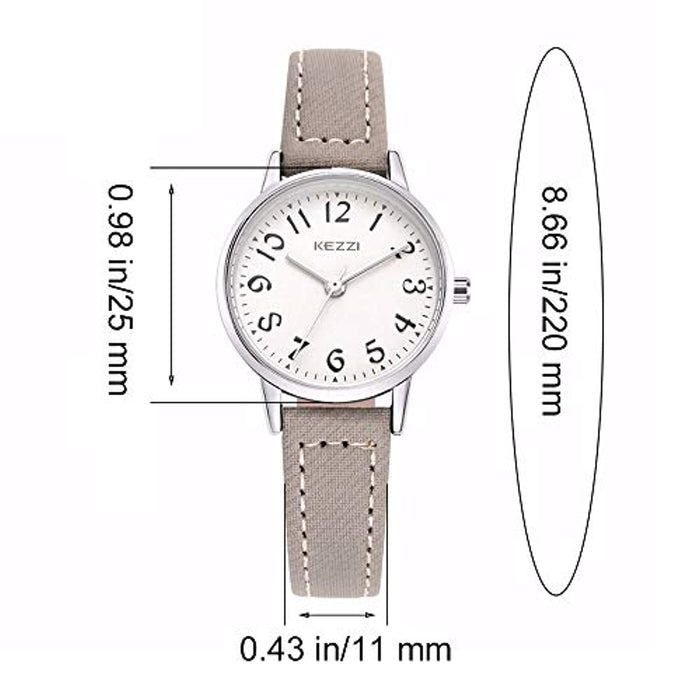 Montre Femme Pas Cher Elégant avec Bracelet en Cuir Gris