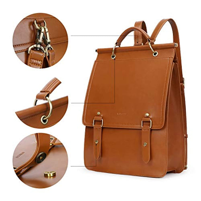 Sac à Dos Vintage En Cuir Pour Femme Pour Ordinateur Portable 14 Pouces