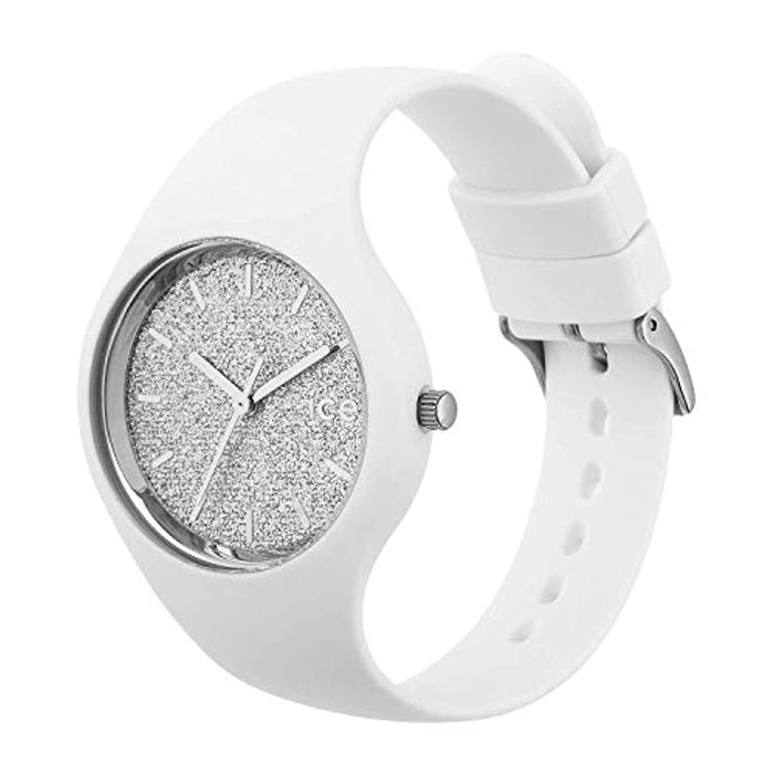 Ice Glitter Montre Blanche pour Femme avec Bracelet en Silicone