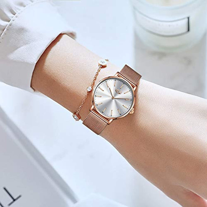 Montre Femme  Luxe Étanche en Acier Inoxydable