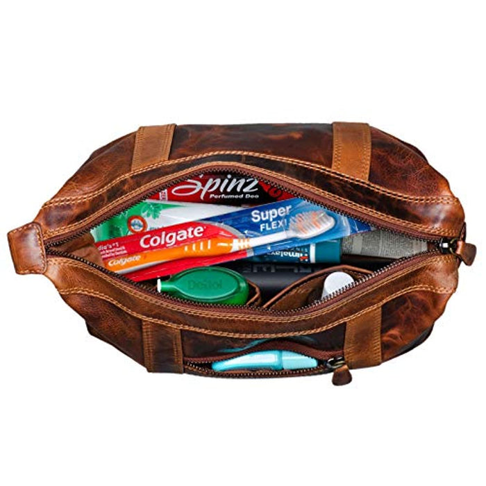 Trousse de Toilette Homme Cuir Vintage Véritable