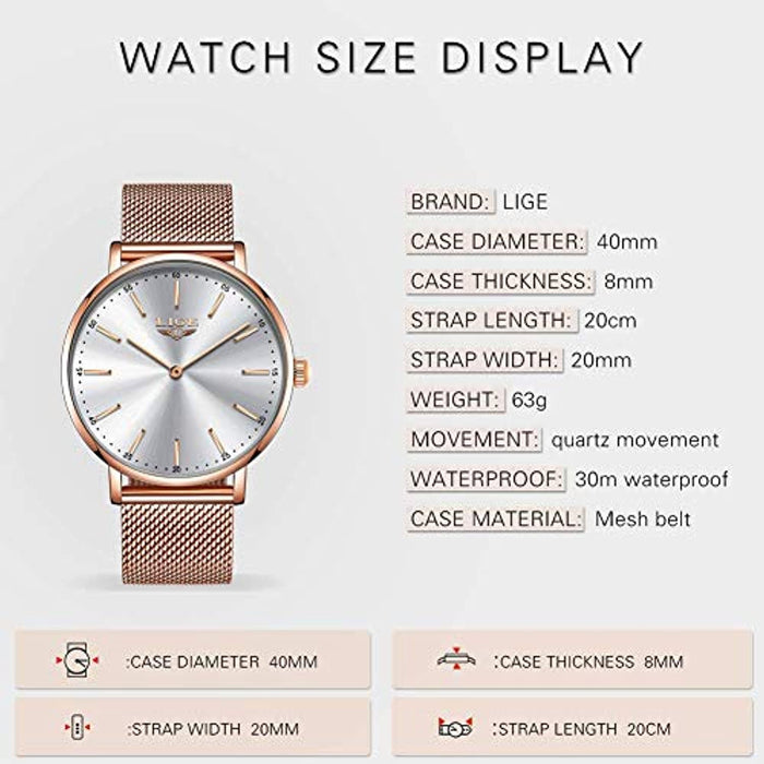 Montre Femme  Luxe Étanche en Acier Inoxydable