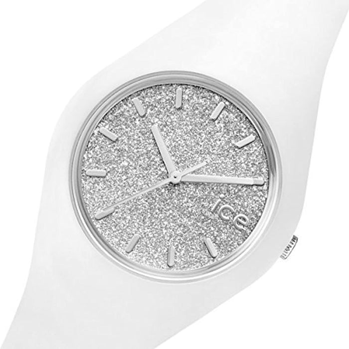 Ice Glitter Montre Blanche pour Femme avec Bracelet en Silicone