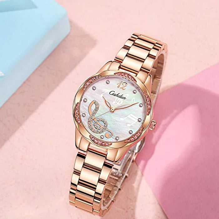 Montre Femme Note Musicale Quartz Analogique Acier