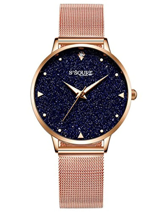 Montre Femme avec Bracelet Maille et Cadran en Marbre