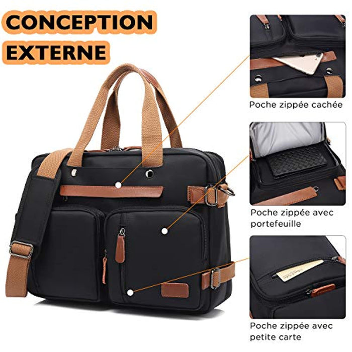 Ordinateur Portable 15.6 Pouces Sac Femmes Sac À Main Porté Épaule Transformable En Sac À Dos