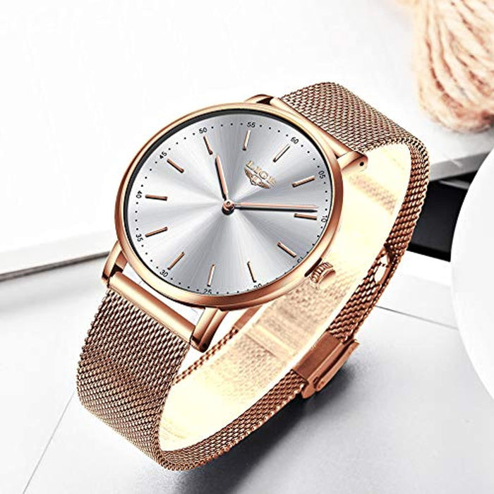 Montre Femme  Luxe Étanche en Acier Inoxydable