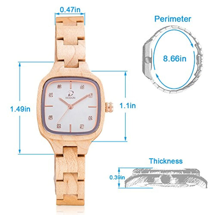 Montre Tendance Femme Pas Cher en Bois Bracelet Réglable