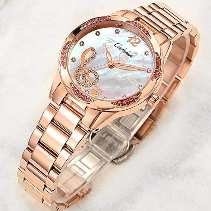 Montre Femme Note Musicale Quartz Analogique Acier