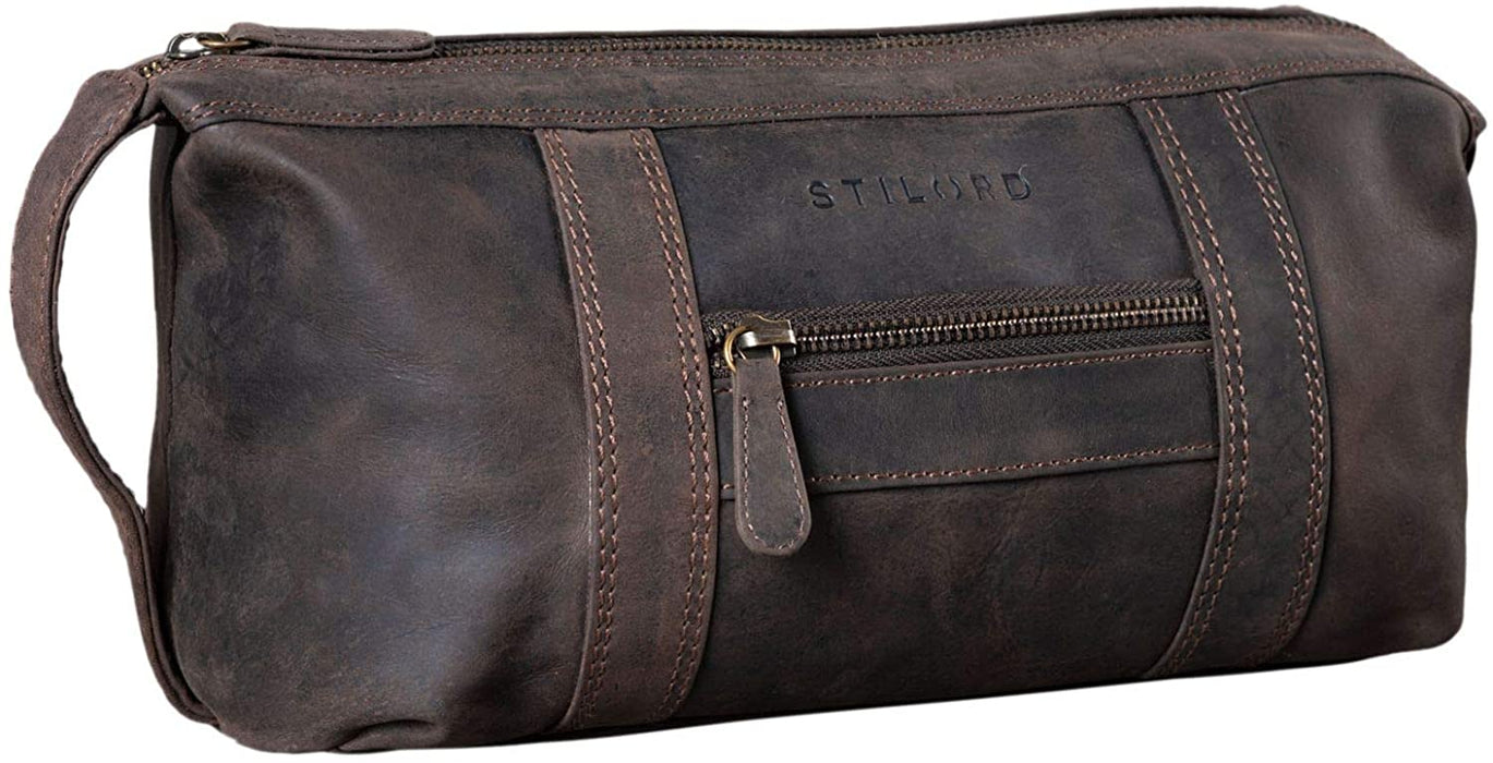 Trousse de Toilette Homme Cuir Vintage Véritable