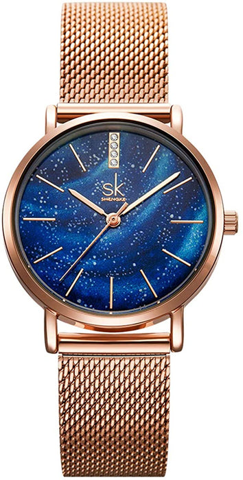 Alienwork Damen-Armbanduhr mit Mesh-Armband für Mädchen