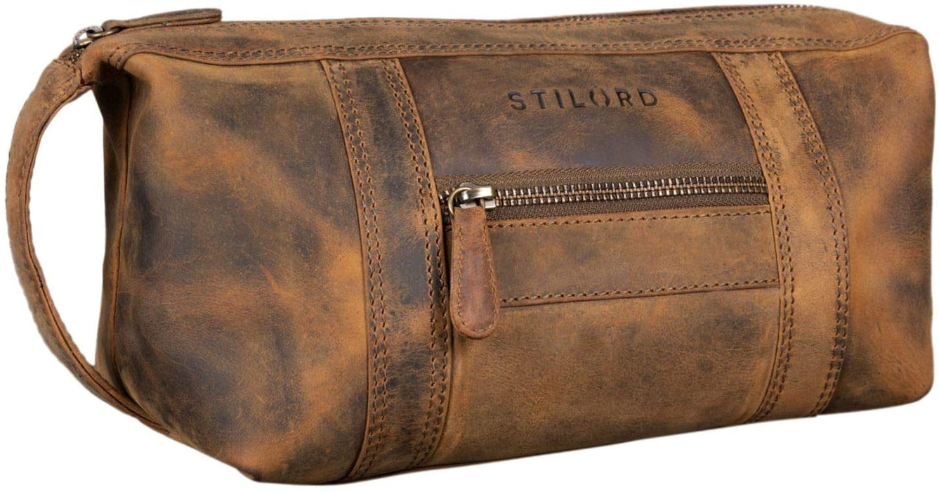 Trousse de Toilette Homme Cuir Vintage Véritable