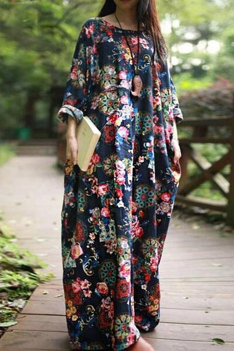 Maxi Robe Longue à Fleurs Style Bohème