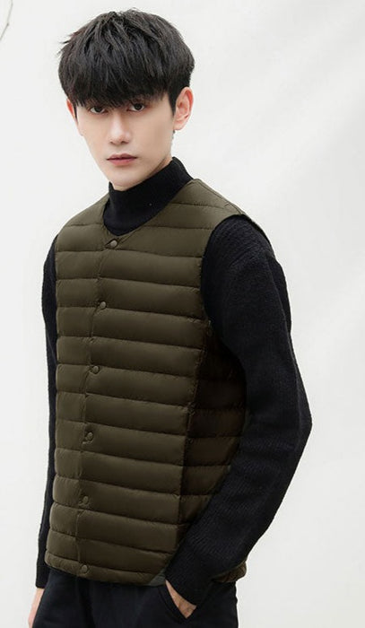 Gilet en duvet de canard pour homme vert militaire