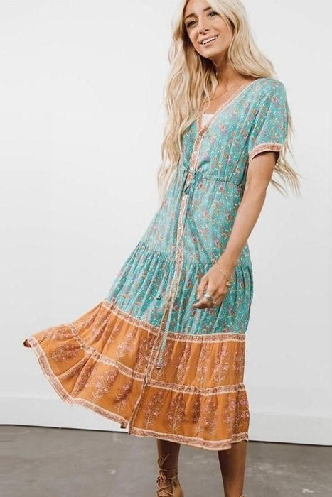 Original blue bohemian dress