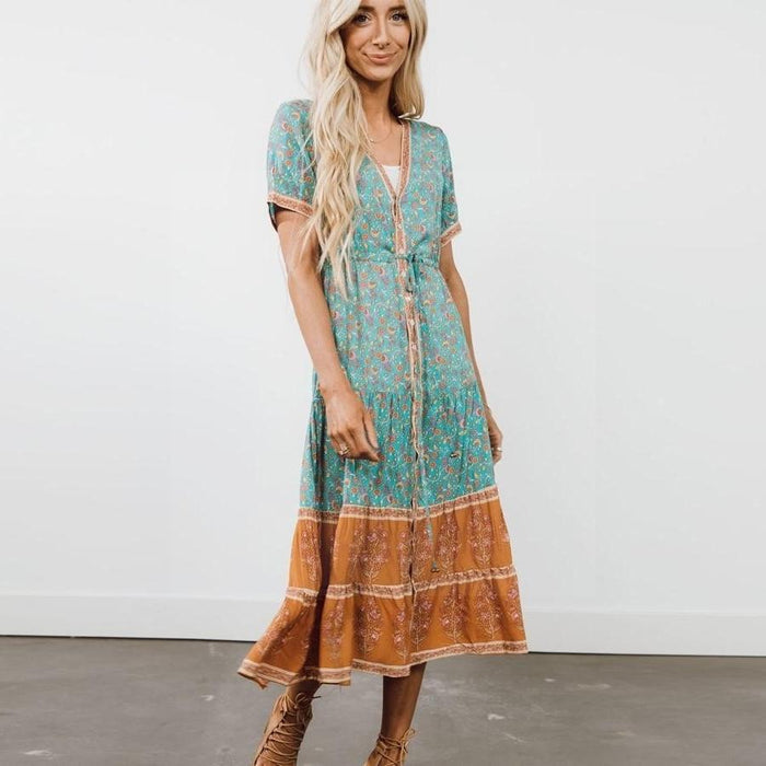 Original blue bohemian dress