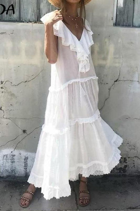 Robe Longue Blanche Bohémienne