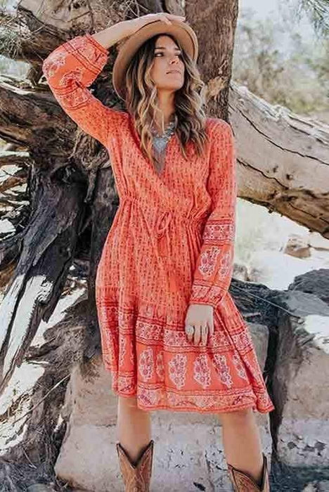 Coral Bohemian Long Dress