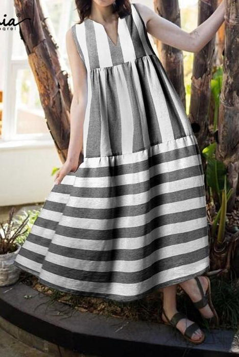 Long Bohemian Striped Dress