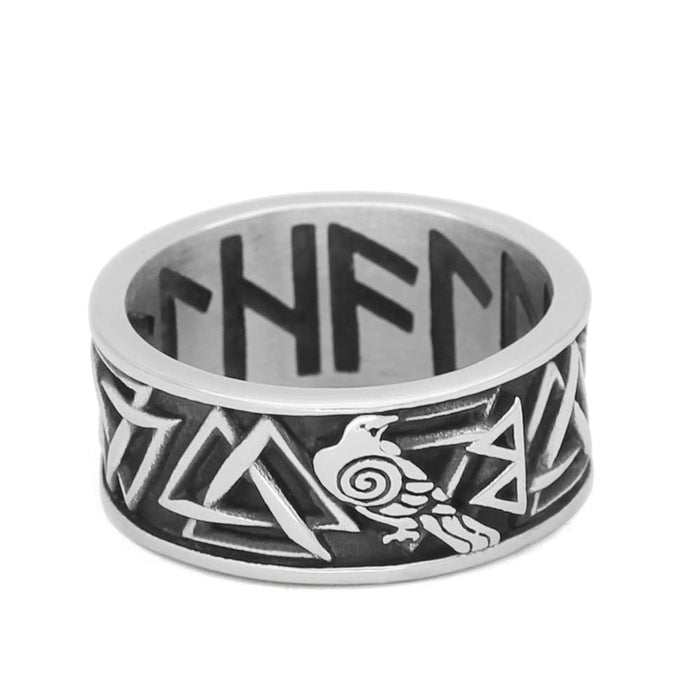 BAGUE VIKING - Valknut & Futhark