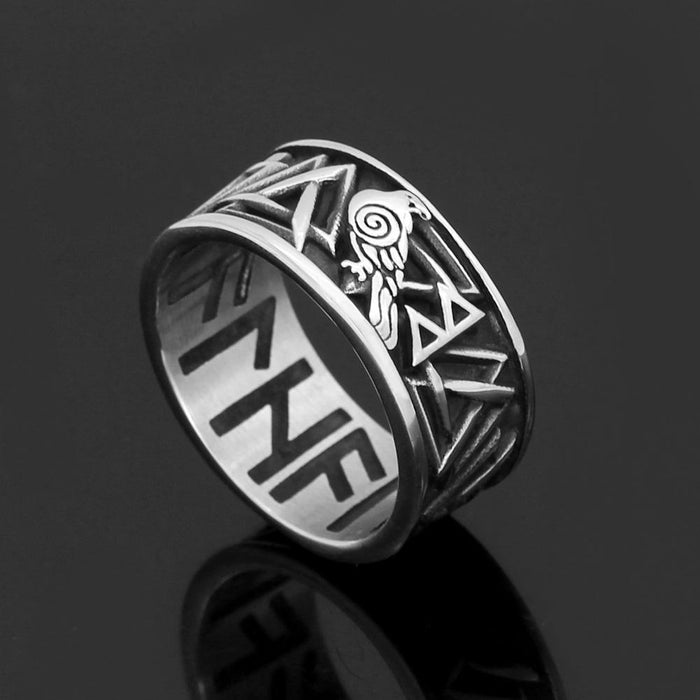 BAGUE VIKING - Valknut & Futhark