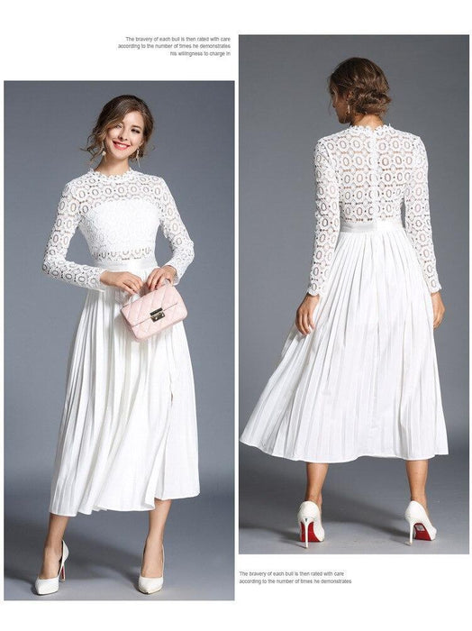 White Long Bohemian Lace Dress