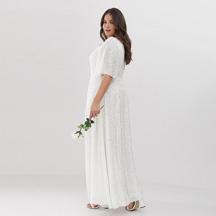 Cheap Plus Size White Bohemian Long Dress