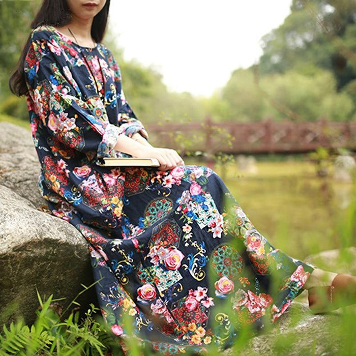 Maxi Robe Longue à Fleurs Style Bohème