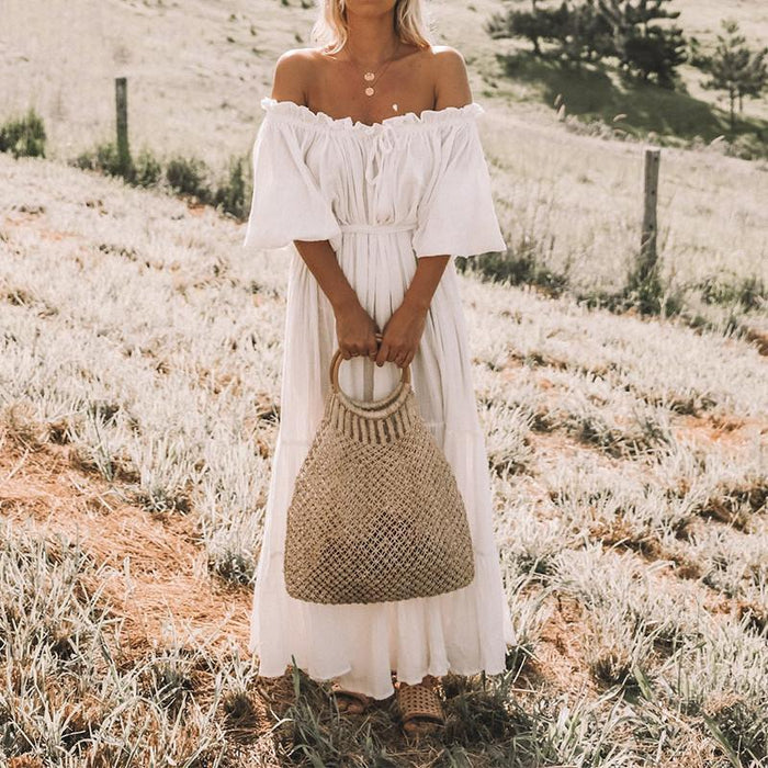 Bohemian Off-Shoulder White Long Dress