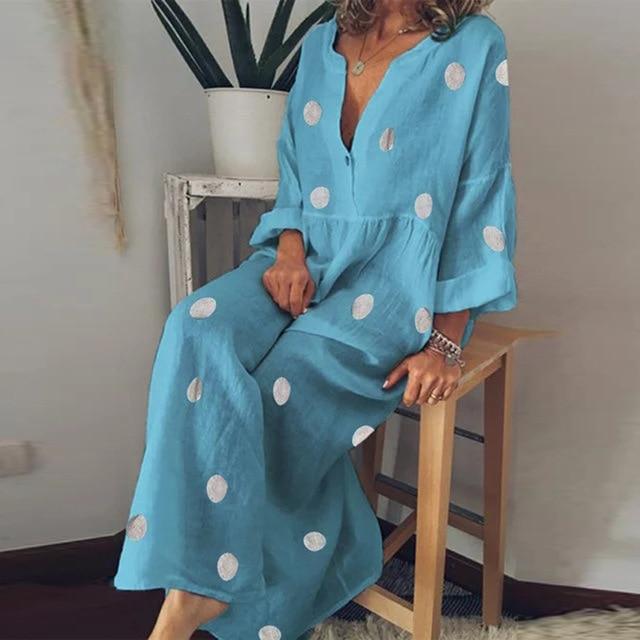 Robe Longue Bohème Pois