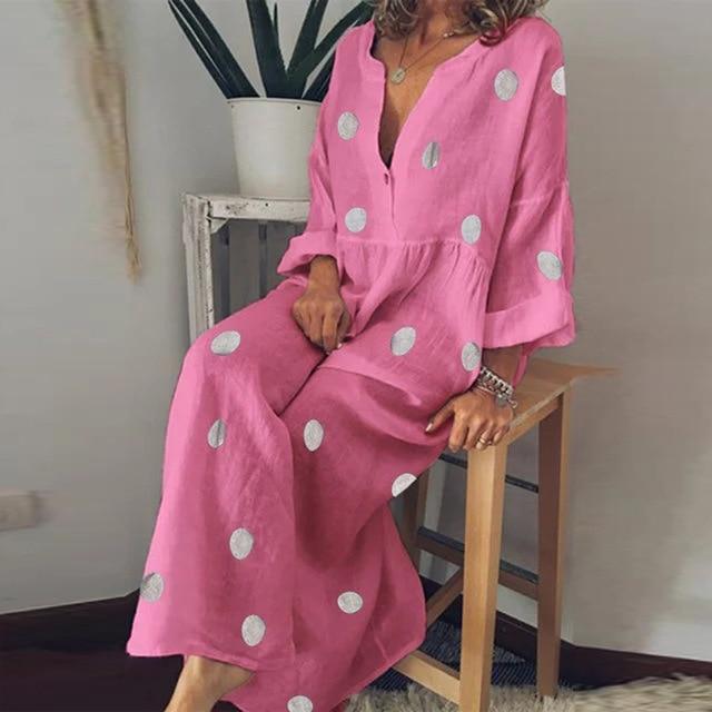 Robe Longue Bohème Pois