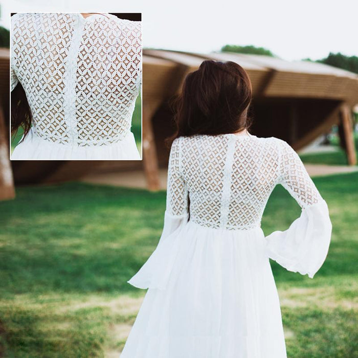 Bohemian Long White Lace Dress